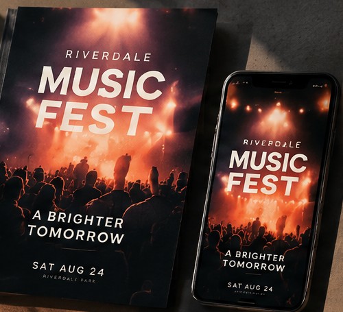 A printed event flyer beside its matching social version, using the same visual design